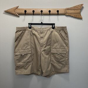 St John’s Bay | Khaki Tan Cargo Shorts Elastic Waist Men’s 48 Walking Hiking